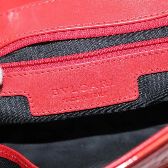 BVLGARI Shoulder Bag Enamel Red Gold Auth 124694 - Picture 10 of 16